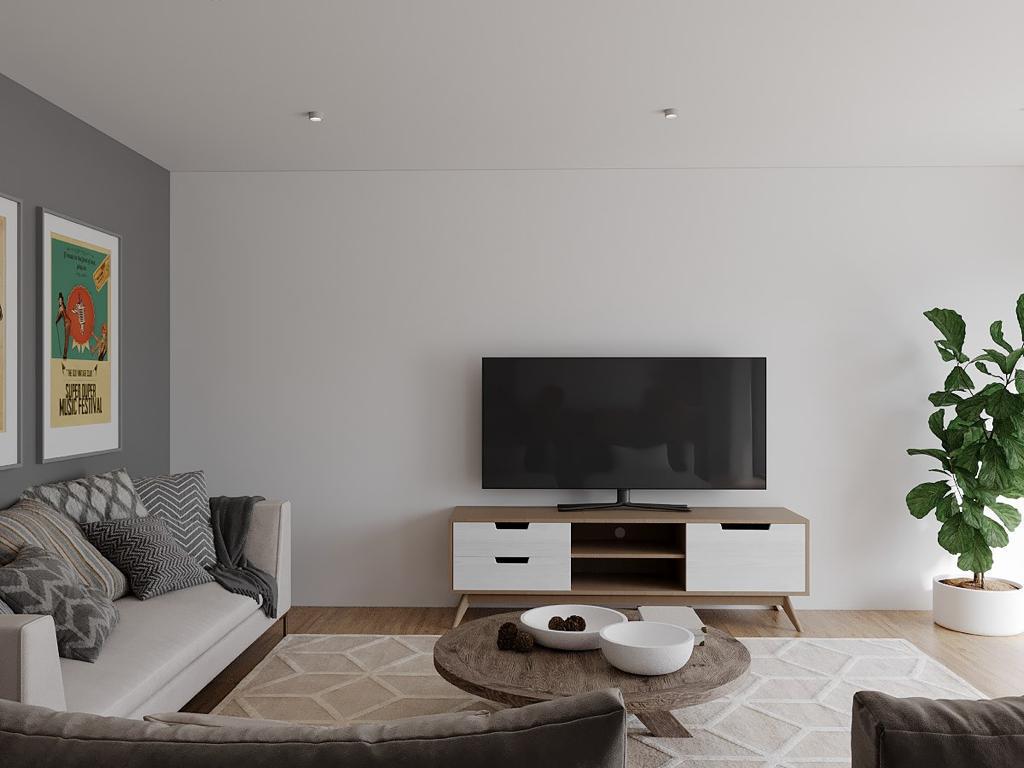Modern prefab duplex Sooke British Columbia — living room 2